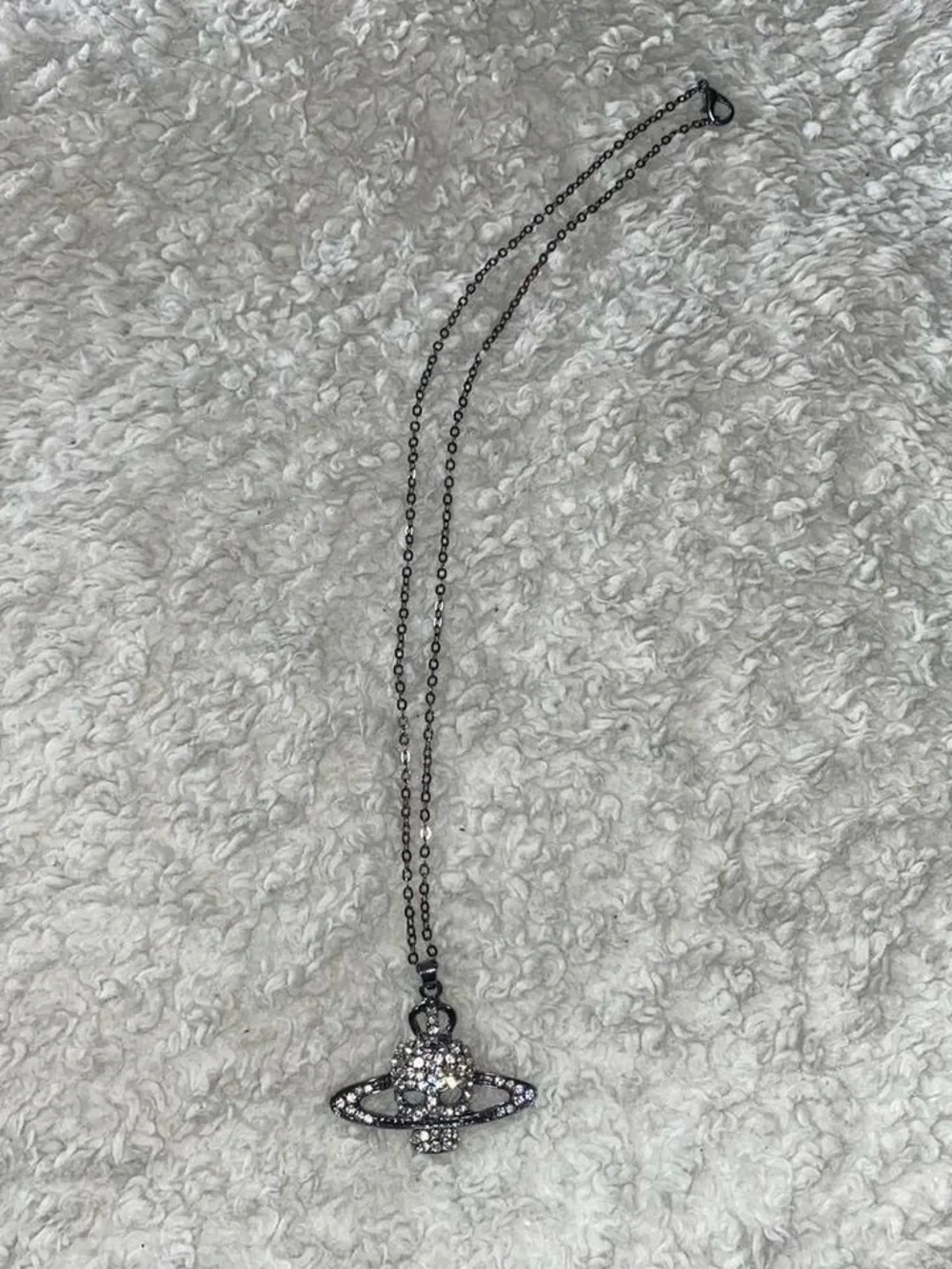 Crystal Planet Pendant Necklace - Silver